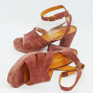 70's Vintage Suede Platform Sandals sz 10